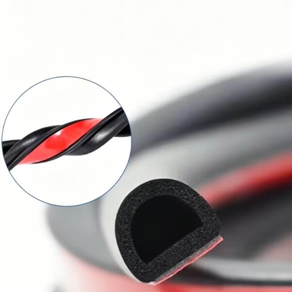 EPDM D-type rubber self-adhesive door seal D-type sponge strip durable EPDM hollow D-type foam sealing strip - Image 2